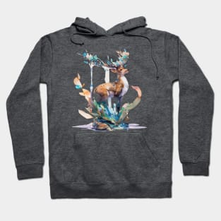 Watercolor deer, forest spirit Hoodie